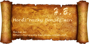 Horánszky Benjámin névjegykártya